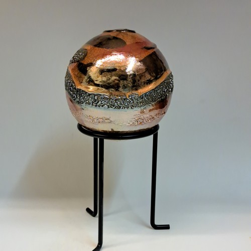 Click to view detail for #230764 Raku Glitter Globe $38